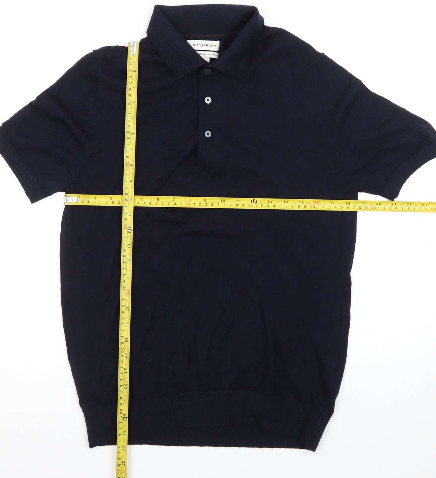 Marks and Spencer Autograph Men's Navy Merino Wool Polo L Regular
