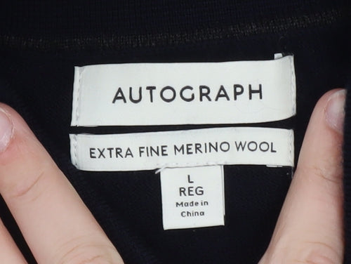 Marks and Spencer Autograph Men's Navy Merino Wool Polo L Regular