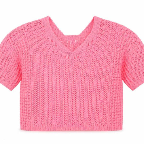 Next Women's Pink V-Neck Short Sleeve Acrylic Knit Jumper Size M
