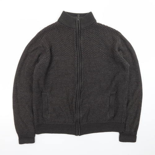 Marks and Spencer Men's Grey Full Zip Knitted Jumper M Regular Fit