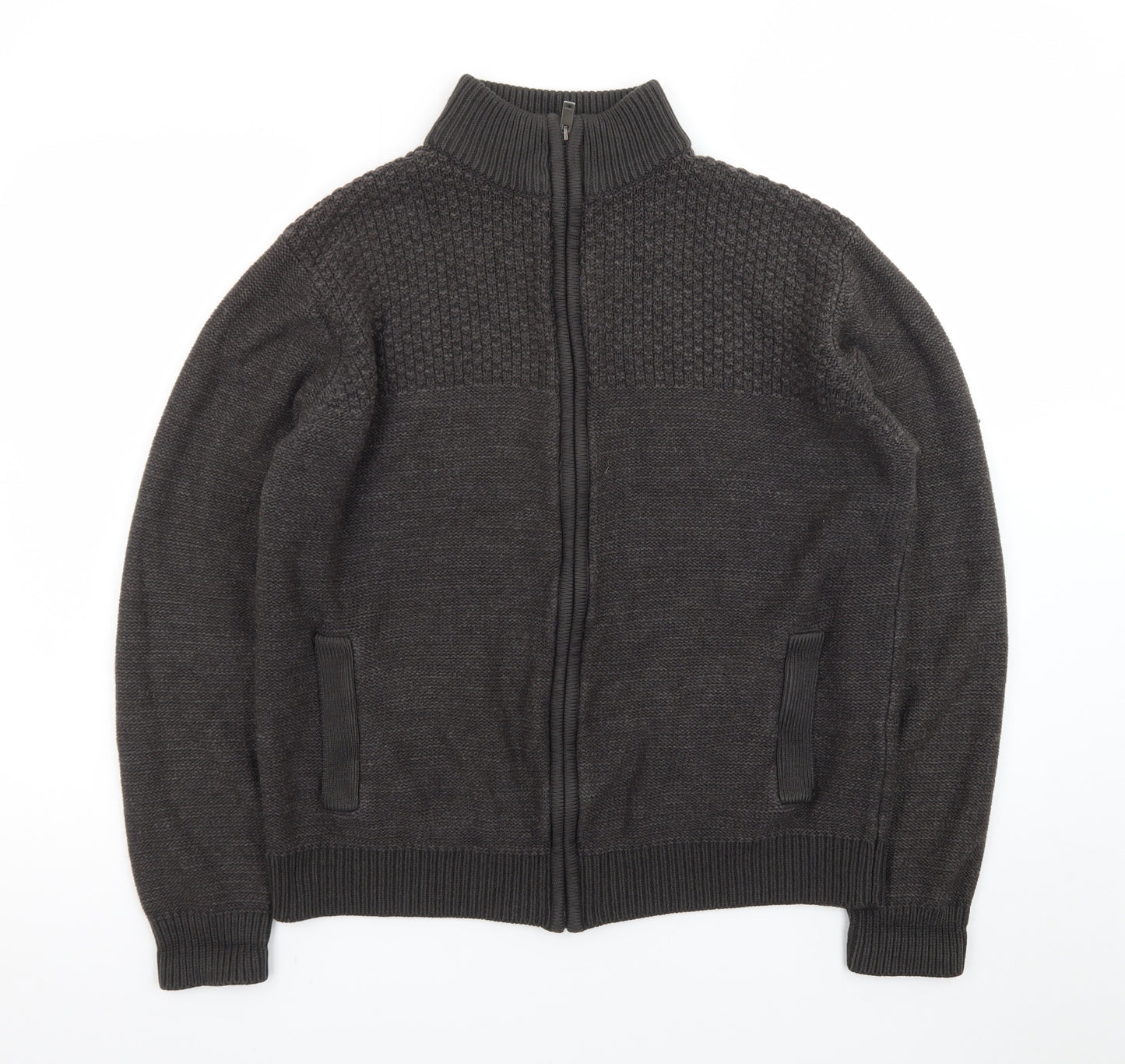 Marks and Spencer Men's Grey Full Zip Knitted Jumper M Regular Fit
