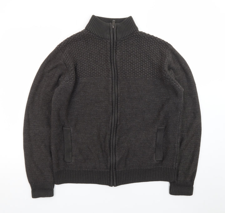Marks and Spencer Men's Grey Full Zip Knitted Jumper M Regular Fit