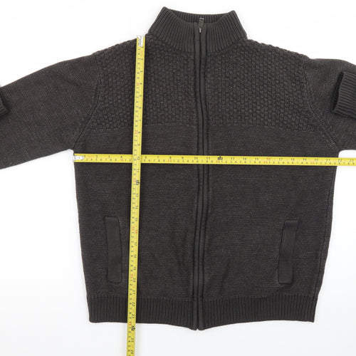Marks and Spencer Men's Grey Full Zip Knitted Jumper M Regular Fit