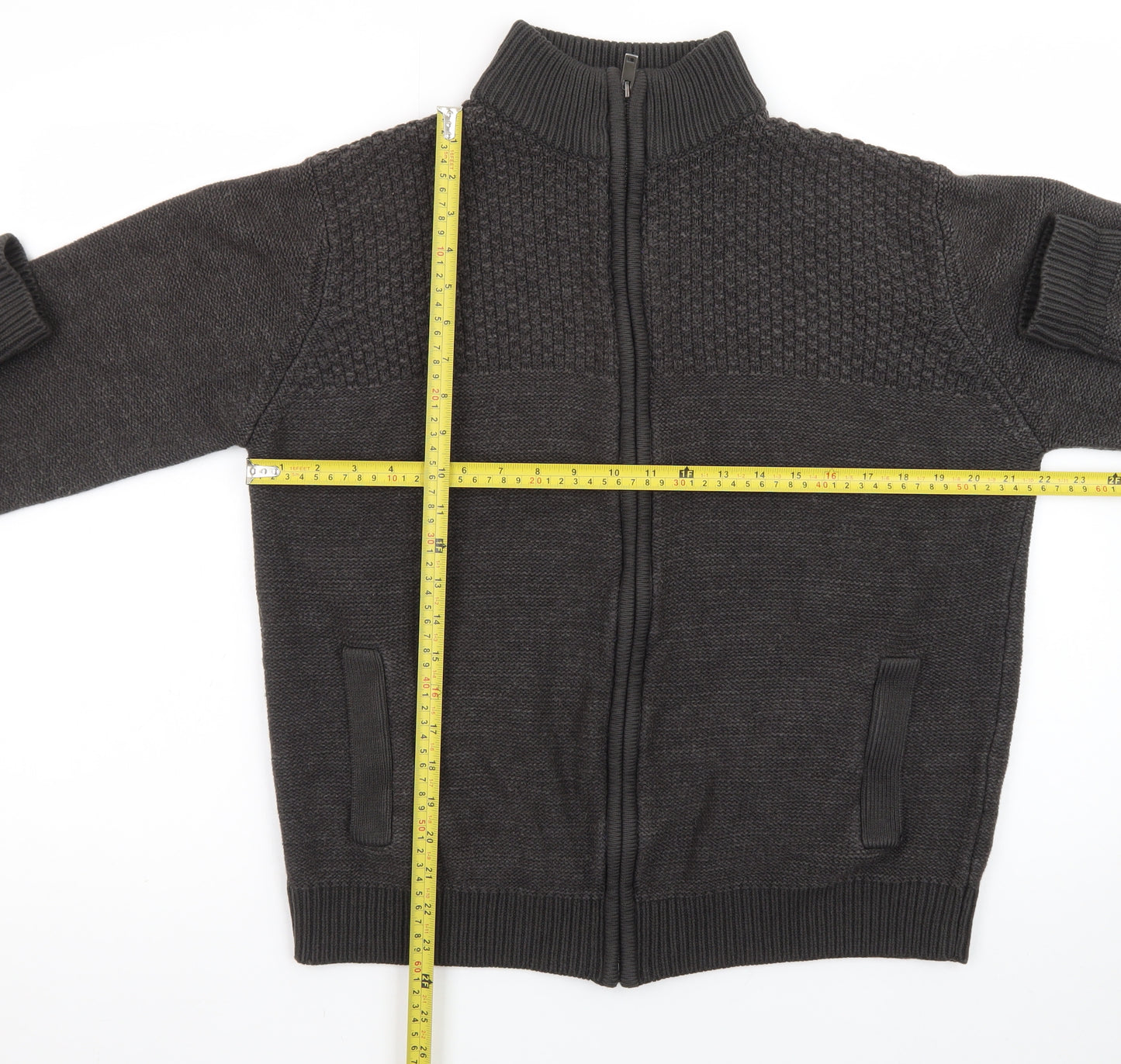 Marks and Spencer Men's Grey Full Zip Knitted Jumper M Regular Fit