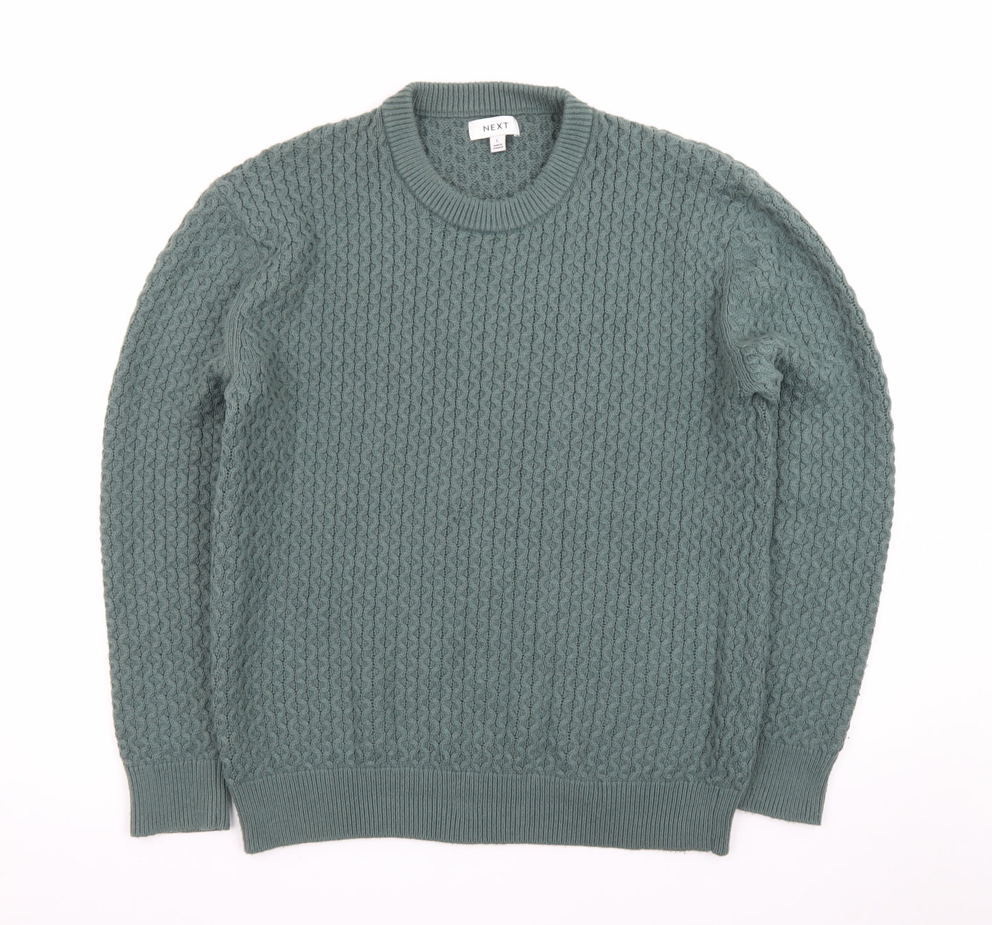 Next Men’s Green Cable-Knit Crew Neck Jumper Size L