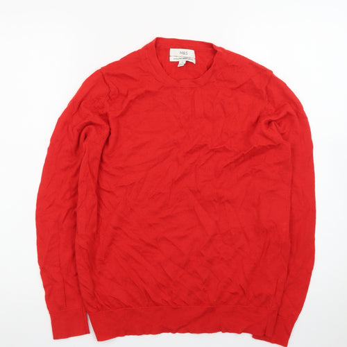 Marks and Spencer Women's Red Merino Wool Crew Neck Jumper Size 14
