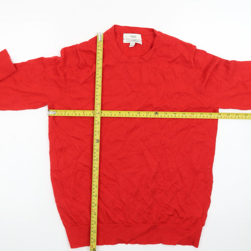 Marks and Spencer Women's Red Merino Wool Crew Neck Jumper Size 14