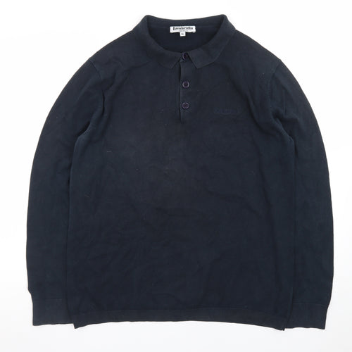 Lambretta Men's Black Long Sleeve Cotton Polo Shirt XL