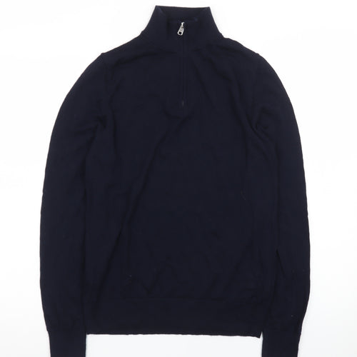 Marks and Spencer Men’s Black Merino Wool 1/2 Zip Jumper Size S