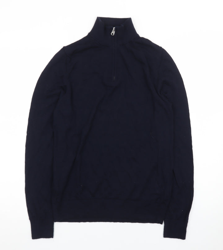 Marks and Spencer Men’s Black Merino Wool 1/2 Zip Jumper Size S