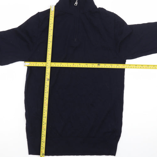 Marks and Spencer Men’s Black Merino Wool 1/2 Zip Jumper Size S