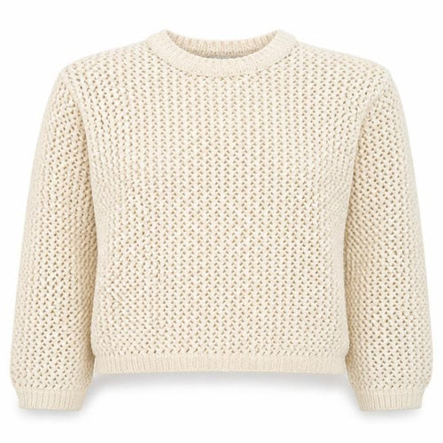Marks and Spencer Women Beige Open Knit Cotton Jumper Size S