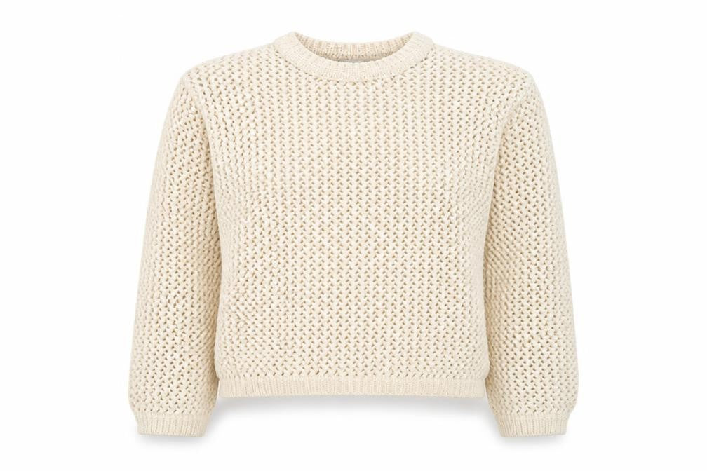 Marks and Spencer Women Beige Open Knit Cotton Jumper Size S
