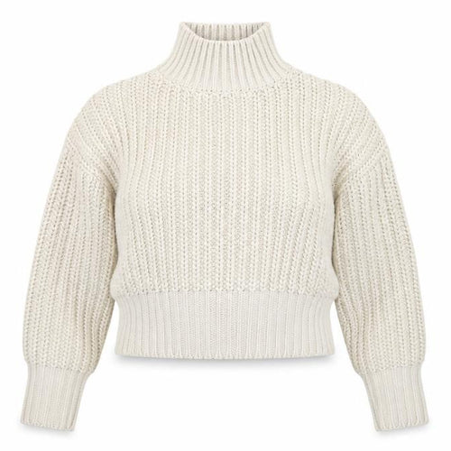 H&M Women’s Beige Chunky Knit Roll Neck Jumper Size S