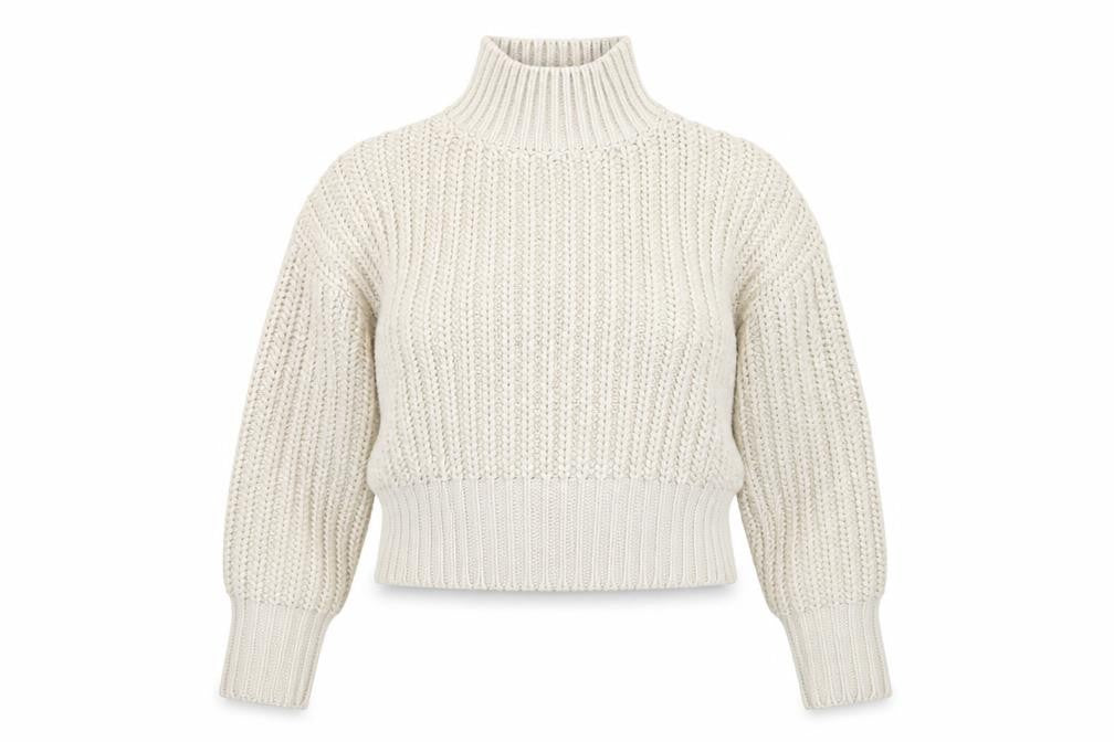 H&M Women’s Beige Chunky Knit Roll Neck Jumper Size S