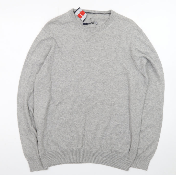Charles Tyrwhitt Men's Grey Wool Crew Neck Jumper M