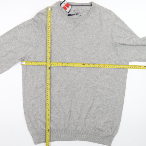 Charles Tyrwhitt Men's Grey Wool Crew Neck Jumper M