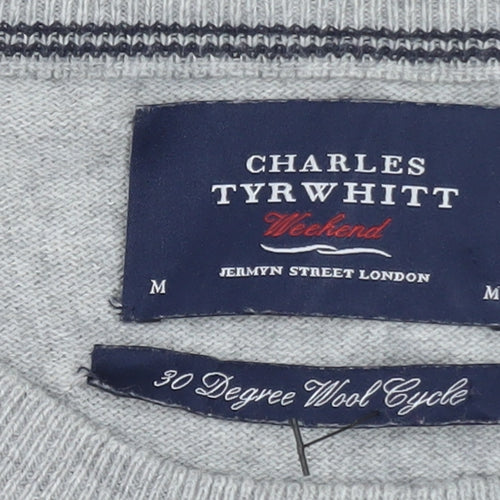 Charles Tyrwhitt Men's Grey Wool Crew Neck Jumper M