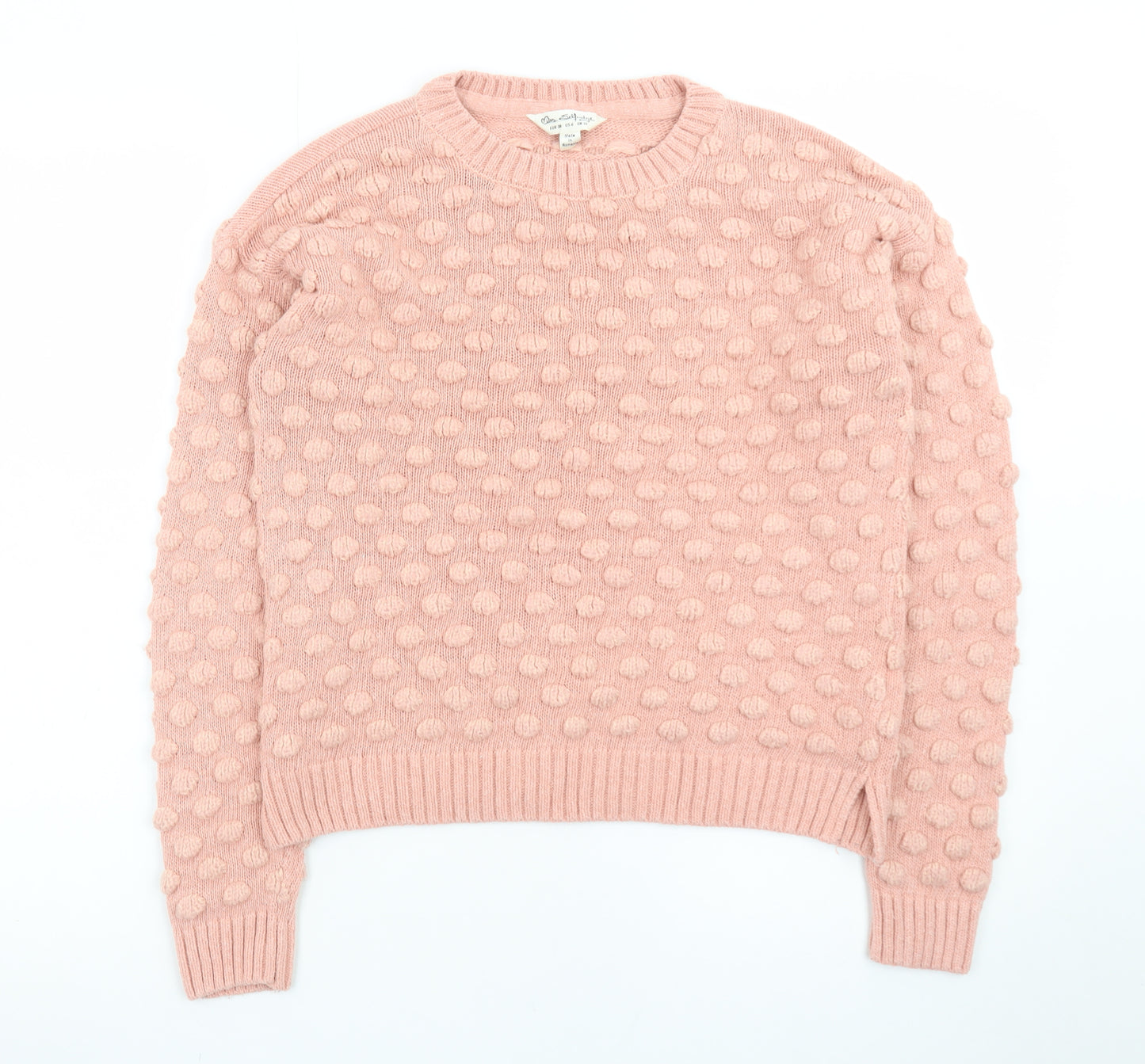 Miss Selfridge Women Pink Bobble Knit Jumper UK 10 Crew Neck Pullover