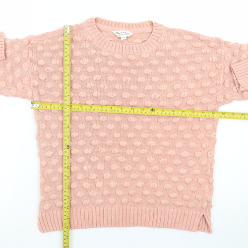 Miss Selfridge Women Pink Bobble Knit Jumper UK 10 Crew Neck Pullover