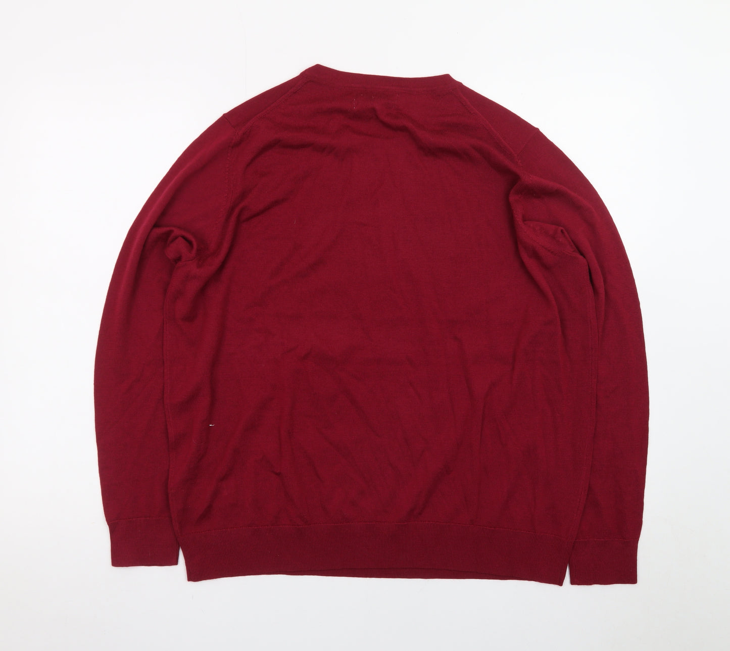 Marks and Spencer Men's Red Merino Wool Crew Neck Jumper L