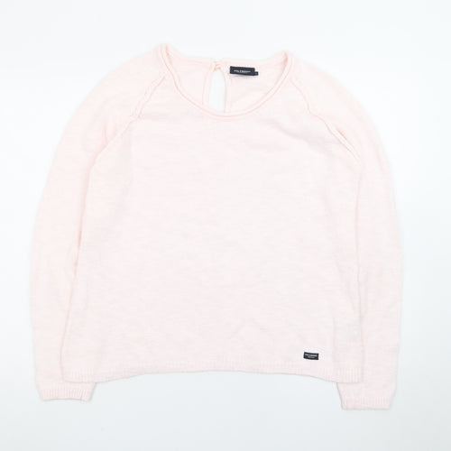 Holebrook Sweden Womens Pink Cotton Knit Jumper Size L Scoop Neck