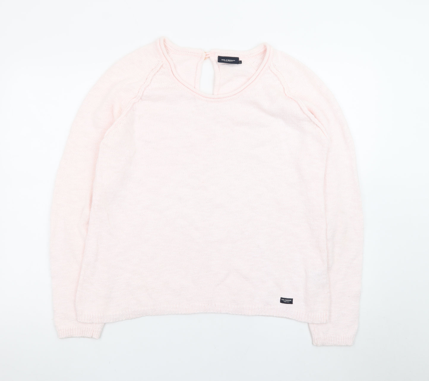 Holebrook Sweden Womens Pink Cotton Knit Jumper Size L Scoop Neck