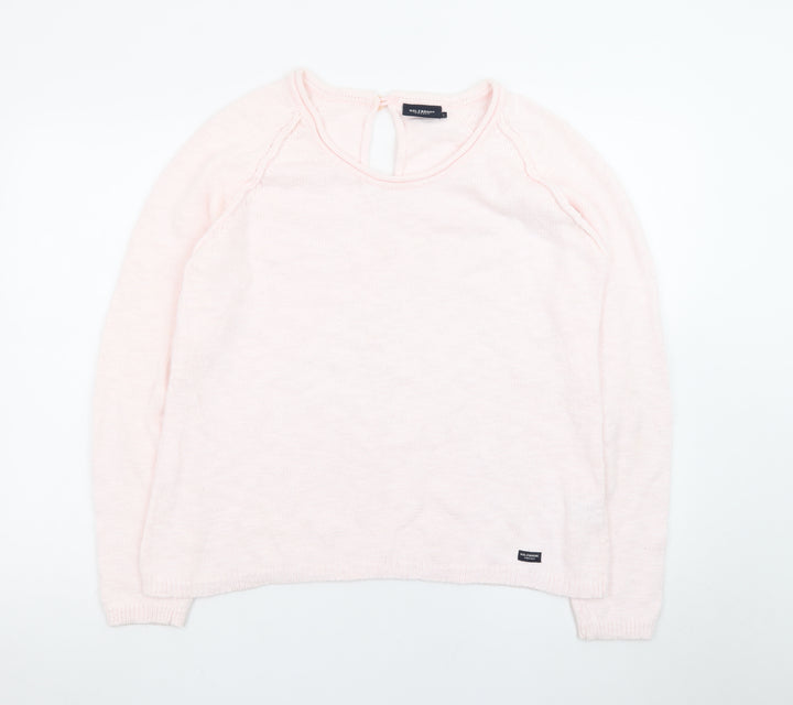 Holebrook Sweden Womens Pink Cotton Knit Jumper Size L Scoop Neck