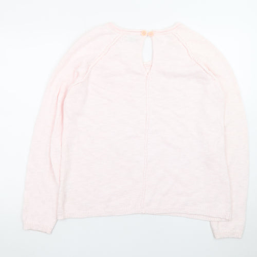 Holebrook Sweden Womens Pink Cotton Knit Jumper Size L Scoop Neck