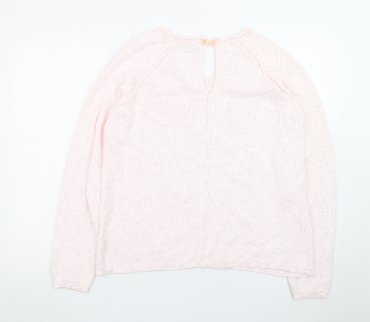 Holebrook Sweden Womens Pink Cotton Knit Jumper Size L Scoop Neck