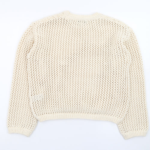 Marks and Spencer Women’s Ivory Open-Knit Cotton Jumper Size S