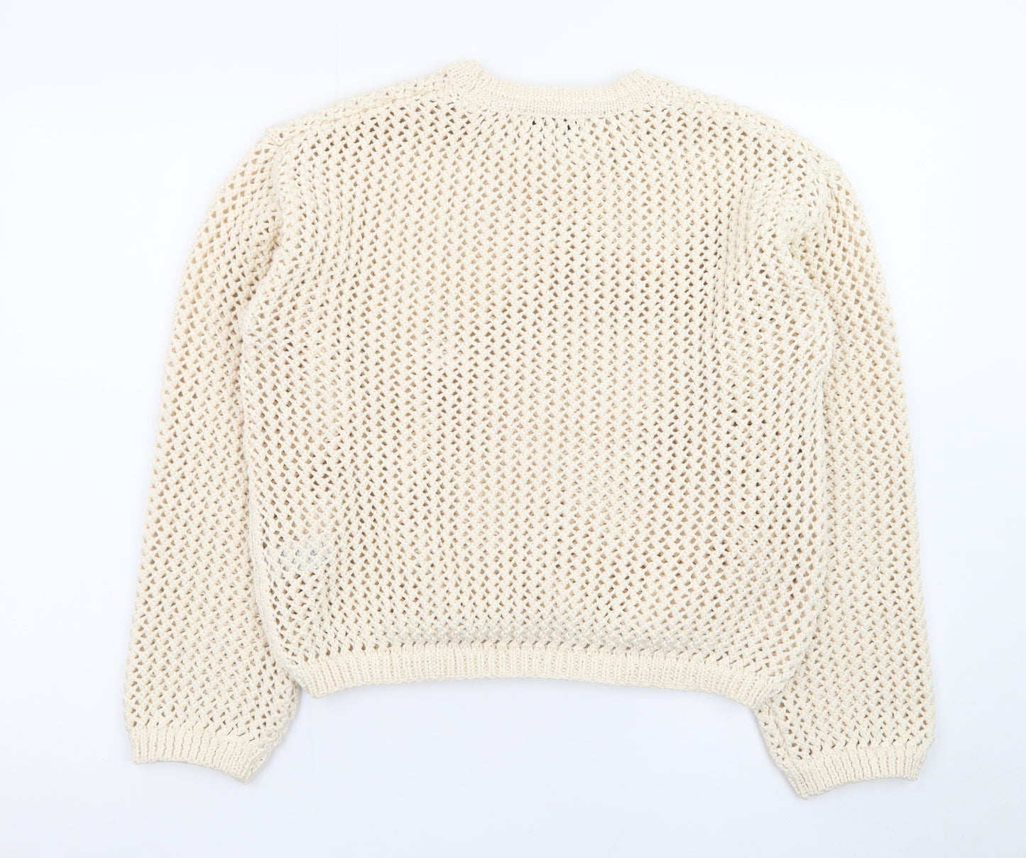 Marks and Spencer Women’s Ivory Open-Knit Cotton Jumper Size S