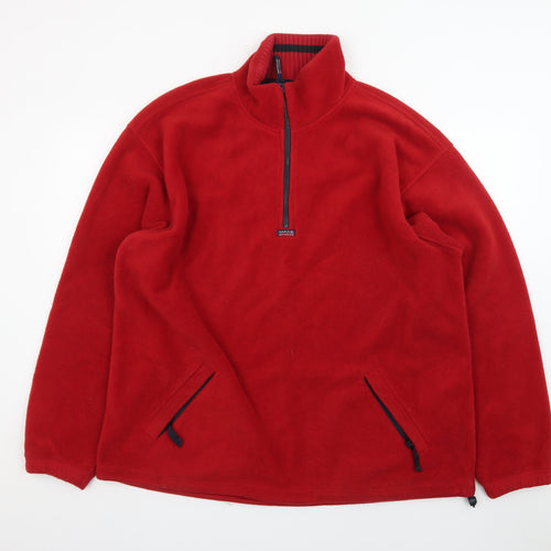 Maine New England Men's Red XL Fleece 1/4 Zip Pullover Sweatshirt