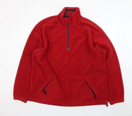 Maine New England Men's Red XL Fleece 1/4 Zip Pullover Sweatshirt