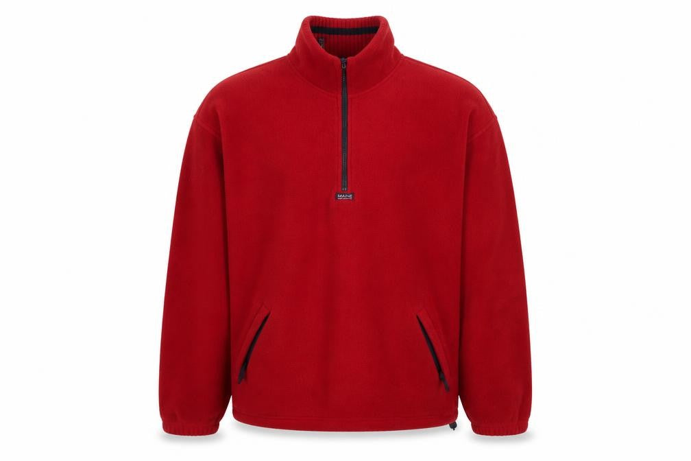 Front view of Maine New England Men's Red XL Fleece 1/4 Zip Pullover Sweatshirt