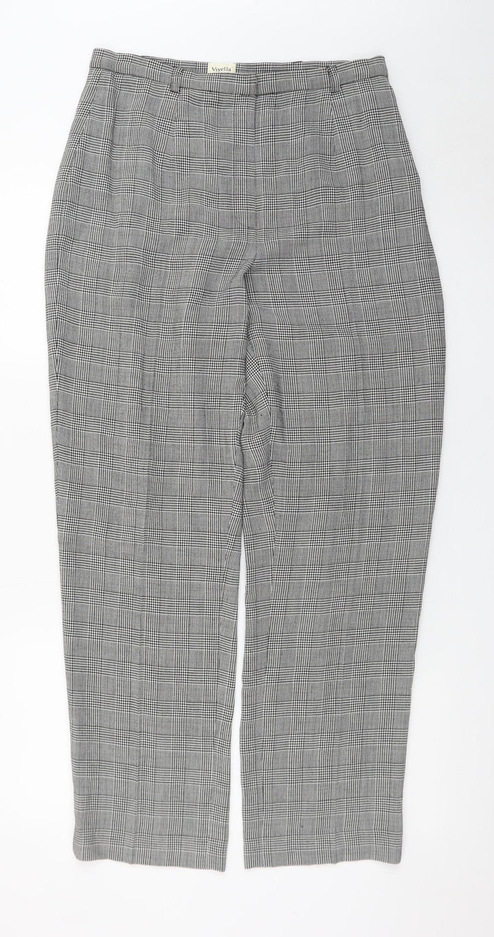 Viyella Petite Women's Grey Check Wool Blend Trousers UK 12