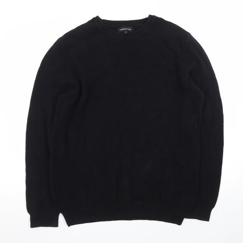 Red Herring Men’s Black Cotton Crew Neck Jumper Size L