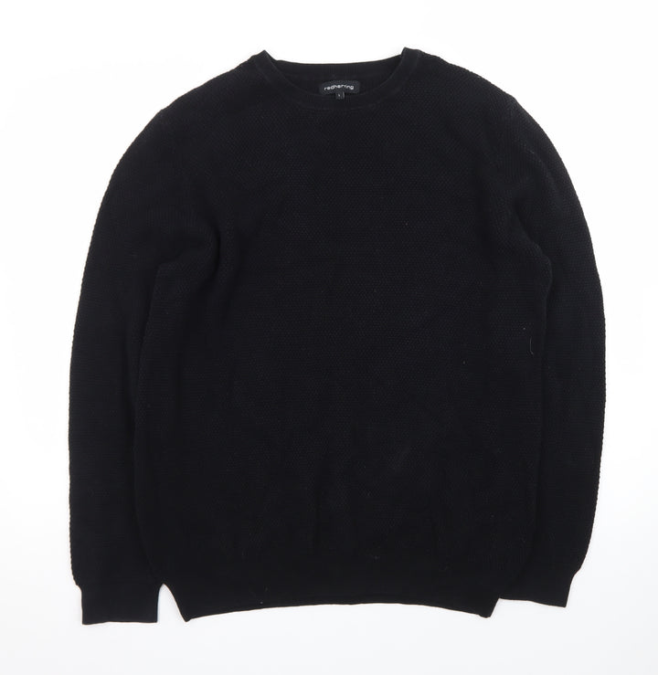 Red Herring Men’s Black Cotton Crew Neck Jumper Size L