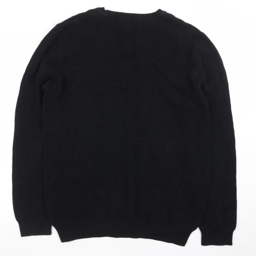 Red Herring Men’s Black Cotton Crew Neck Jumper Size L