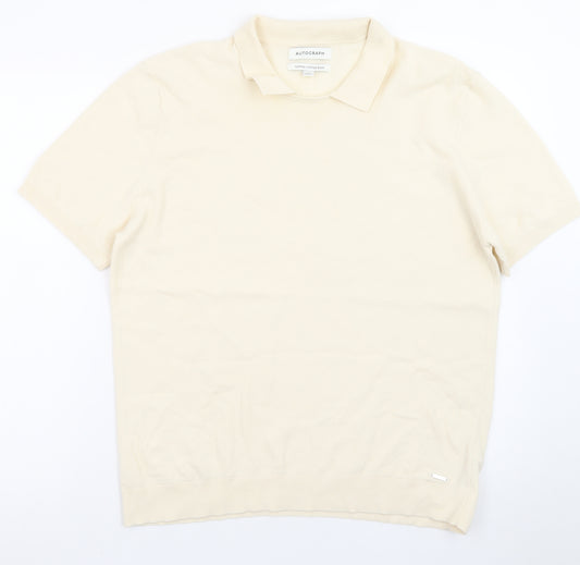 Marks and Spencer Autograph Men's Beige Supima Cotton Polo Shirt L