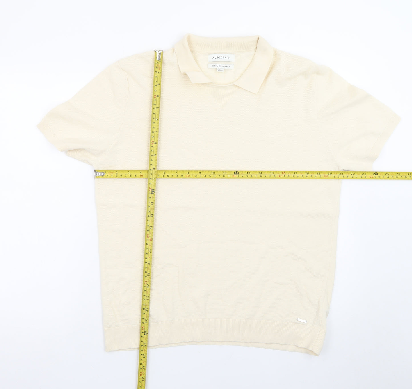 Marks and Spencer Autograph Men's Beige Supima Cotton Polo Shirt L