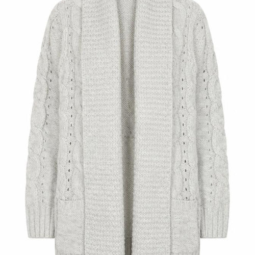 New Look Women Grey Long Sleeve Chunky-Knit Acrylic Cardigan UK 10