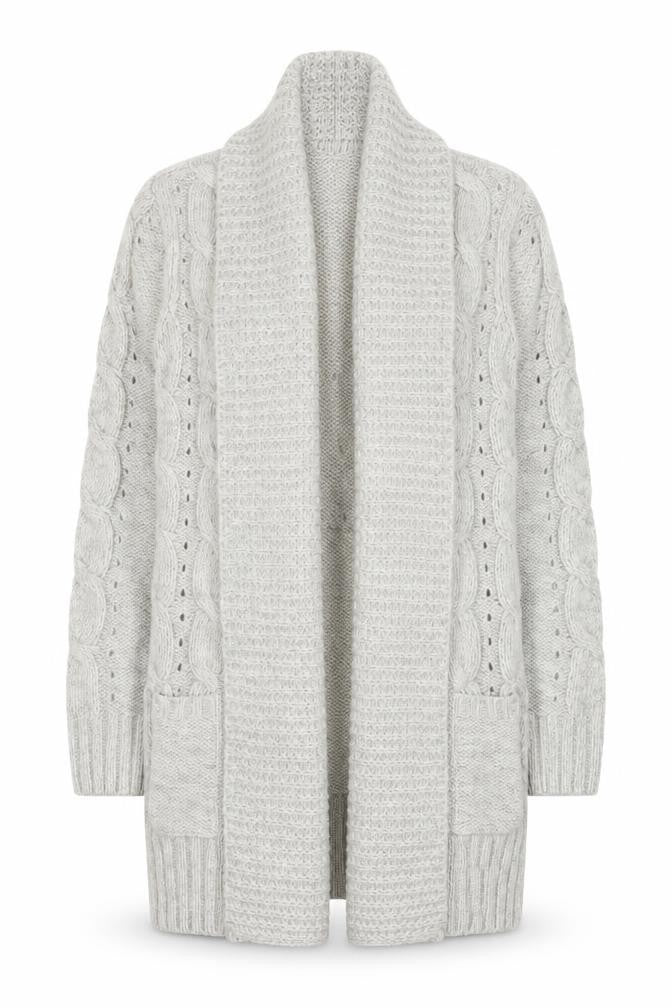 New Look Women Grey Long Sleeve Chunky-Knit Acrylic Cardigan UK 10
