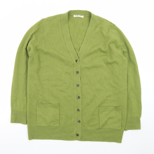 WoolOvers Women Green L Cardigan V-Neck Long Sleeve Wool Blend