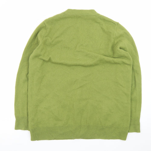 WoolOvers Women Green L Cardigan V-Neck Long Sleeve Wool Blend