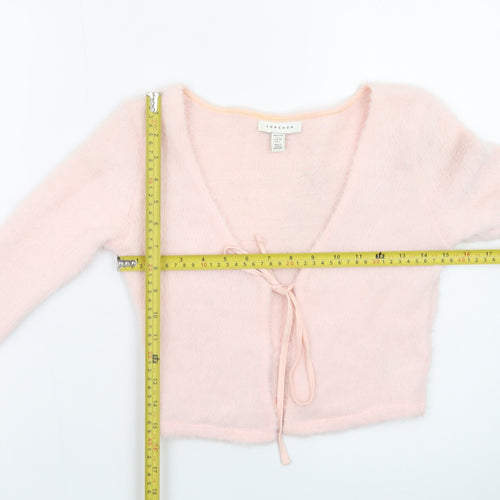 Topshop Women's Pink Petite V-Neck Tie Front Cardigan Size 6