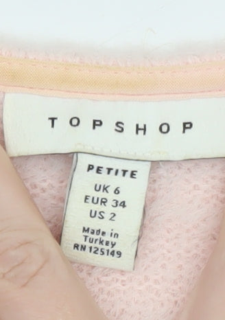 Topshop Women's Pink Petite V-Neck Tie Front Cardigan Size 6