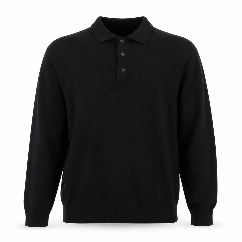 Front view of Marks & Spencer Men’s Black 2XL Collared Henley Jumper
