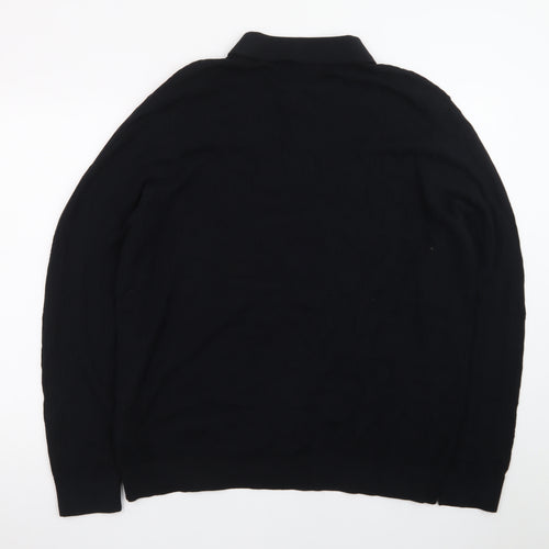 Marks and Spencer Men’s Black 2XL Collared Henley Jumper