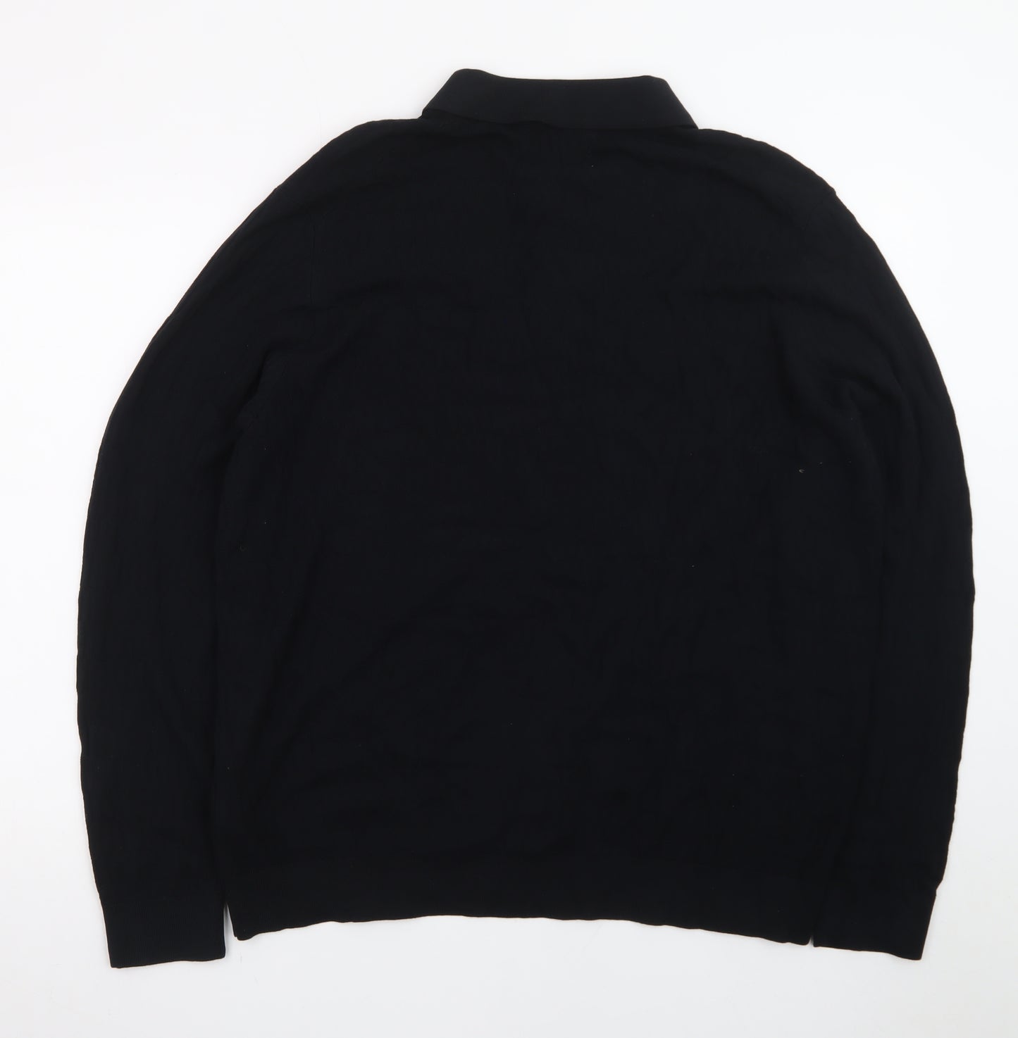 Marks and Spencer Men’s Black 2XL Collared Henley Jumper